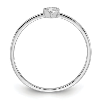 Sterling Silver Rhodium-plated CZ Heart Ring