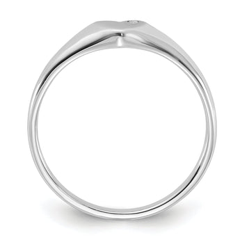 Sterling Silver Rhodium-plated CZ Heart Signet Ring