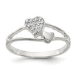 Sterling Silver Polished CZ Double Heart Ring