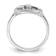 Sterling Silver Rhodium-plated CZ Open Heart Ring