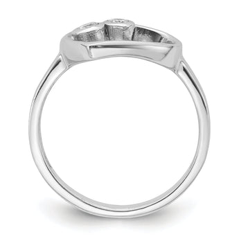 Sterling Silver Rhodium-plated CZ Open Heart Ring