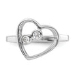 Sterling Silver Rhodium-plated CZ Open Heart Ring