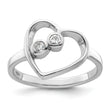 Sterling Silver Rhodium-plated CZ Open Heart Ring
