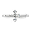 Sterling Silver Flash Platinum-plated CZ Cross Ring