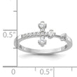 Sterling Silver Flash Platinum-plated CZ Cross Ring