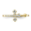 Sterling Silver Gold-tone CZ Cross Ring