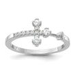 Sterling Silver Flash Platinum-plated CZ Cross Ring