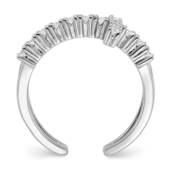 Sterling Silver Rhodium-plated  Double Cross CZ Open Back Ring
