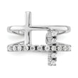 Sterling Silver Rhodium-plated  Double Cross CZ Open Back Ring