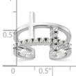 Sterling Silver Rhodium-plated  Double Cross CZ Open Back Ring