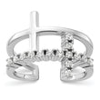 Sterling Silver Rhodium-plated  Double Cross CZ Open Back Ring
