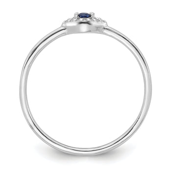 Sterling Silver Rhodium-plated Blue and Clear CZ Evil Eye Ring