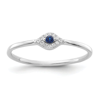 Sterling Silver Rhodium-plated Blue and Clear CZ Evil Eye Ring