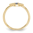 Sterling Silver Gold-tone Synthetic Blue Spinel CZ Evil Eye Ring