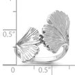 Sterling Silver Rhodium-Plated Polished Ginkgo Leaf Ring