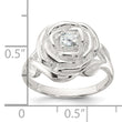 Sterling Silver Polished CZ Flower Rose Ring