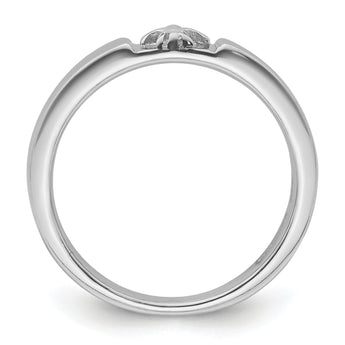 Sterling Silver Rhodium-plated Fleur-de-Lis Band Ring