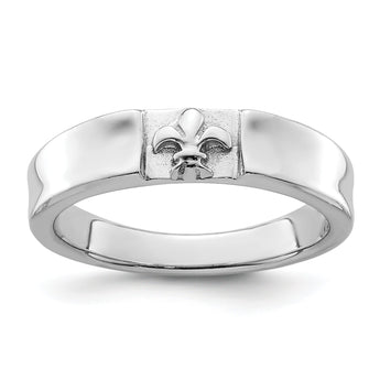 Sterling Silver Rhodium-plated Fleur-de-Lis Band Ring