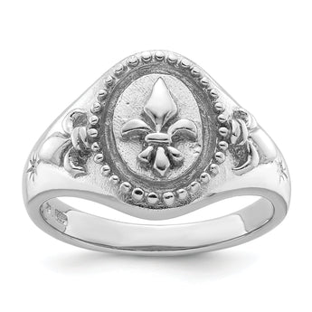 Sterling Silver Rhodium-plated Fleur de Lis Ring