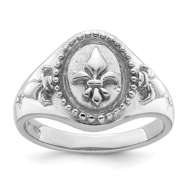 Sterling Silver Rhodium-plated Fleur de Lis Ring