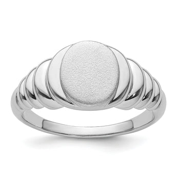 Sterling Silver Rhodium-plated Satin and Polished Signet Ring - Birthstone Company