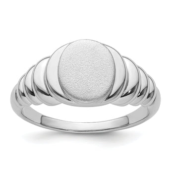 Sterling Silver Rhodium-plated Satin and Polished Signet Ring