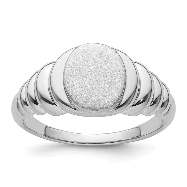 Sterling Silver Rhodium-plated Satin and Polished Signet Ring