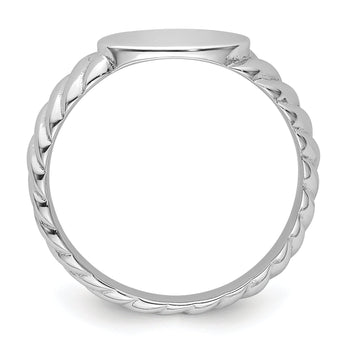 Sterling Silver Rhodium-plated Polished Twist Signet Ring