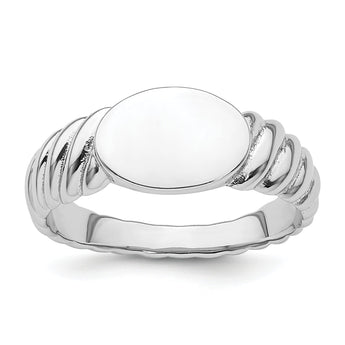 Sterling Silver Rhodium-plated Polished Twist Signet Ring