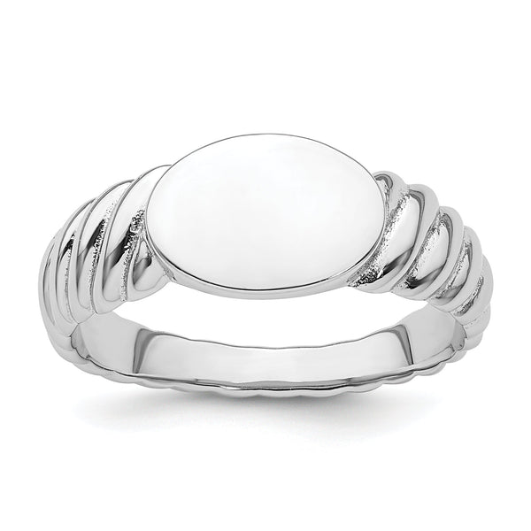 Sterling Silver Rhodium-plated Polished Twist Signet Ring