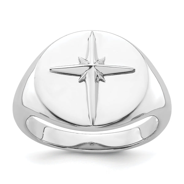Sterling Silver Rhodium-plated Polished Cross Ring