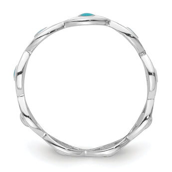 Sterling Silver Rhodium-plated with Enamel Evil Eye Ring
