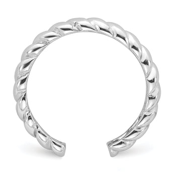 Sterling Silver Rhodium-plated Textured Twist Adjustable Ring