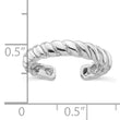 Sterling Silver Rhodium-plated Textured Twist Adjustable Ring