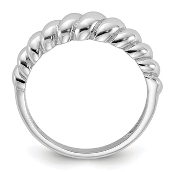 Sterling Silver Rhodium-plated Scalloped Ring