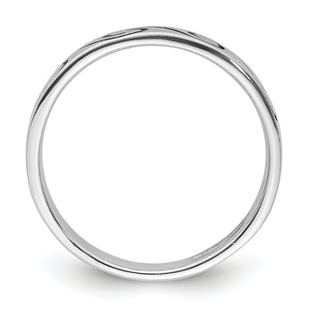 Sterling Silver Rhodium-plated Antiqued Wave Design 4.5mm Band Ring