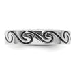 Sterling Silver Rhodium-plated Antiqued Wave Design 4.5mm Band Ring