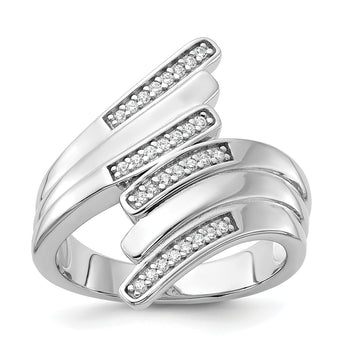 Sterling Silver Rhodium-plated Fancy CZ Ring
