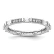 Sterling Silver Rhodium-plated Micro Pave and Baguette CZ Eternity Band