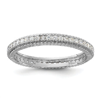Sterling Silver Rhodium-plated CZ 3mm Eternity Band