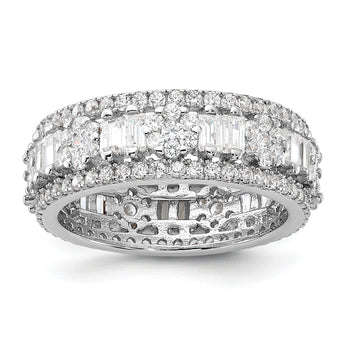 Sterling Silver Rhodium-plated CZ Eternity Band - Birthstone Company