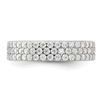 Sterling Silver Rhodium-plated 4mm CZ Eternity Band - Birthstone Company