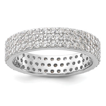 Sterling Silver Rhodium-plated 4mm CZ Eternity Band - Birthstone Company