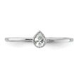 Sterling Silver Rhodium-plated Pear Shaped CZ Ring