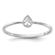 Sterling Silver Rhodium-plated Pear Shaped CZ Ring