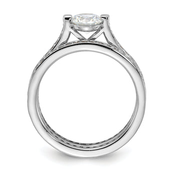 Sterling Silver Rhodium-plated CZ Eternity Engagement Ring and Band Set