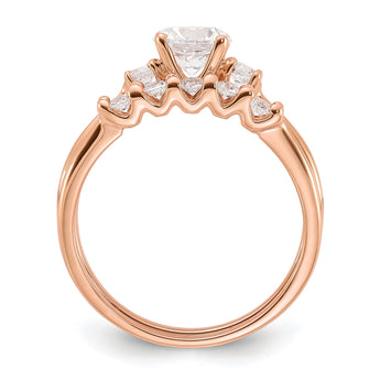 Sterling Silver Rose Gold-Plated Polished CZ Engagement Ring and Band Set
