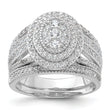Sterling Silver Rhodium-plated CZ Ring and Band Set