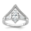 Sterling Silver Rhodium-plated Fancy Marquise CZ Ring