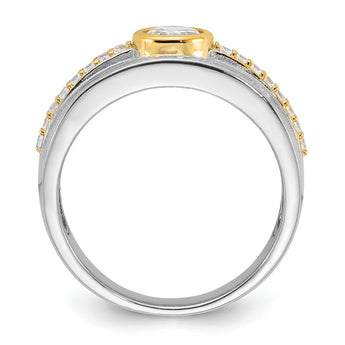 Sterling Silver Rhodium/Gold-tone CZ Ring - Birthstone Company